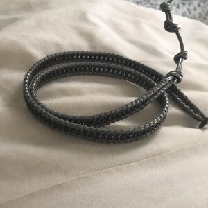 Chan Luu mens Black Braided Leather Bracelet